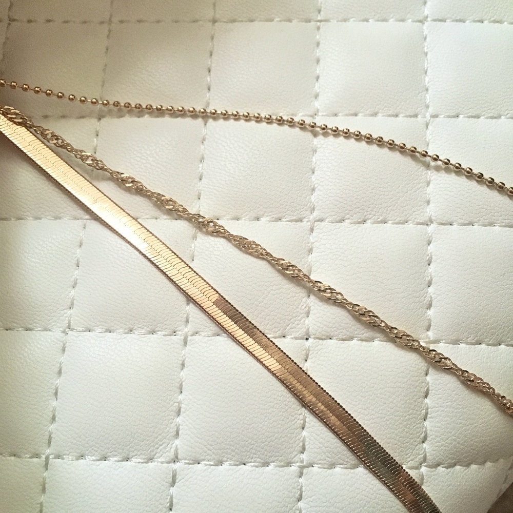 Layered Snake Chain Twist Rope Chic Gold Necklace - Picture 6 of 7
